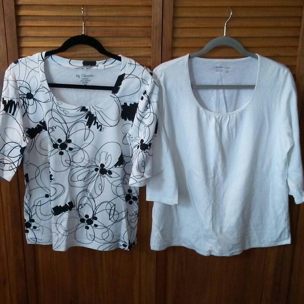 2 Cotton 3/4 Sleeve B&W Coldwater Creek + Chicos